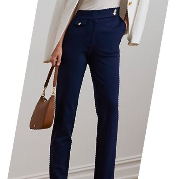 New Lauren Ralph Lauren Ponte Ankle Pants - Navy  Size L - Picture 1 of 6